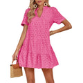 V Neck Eyelet A Line Vacation Dress