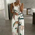 Printed Sleeveless High-Waist Jumpsuit