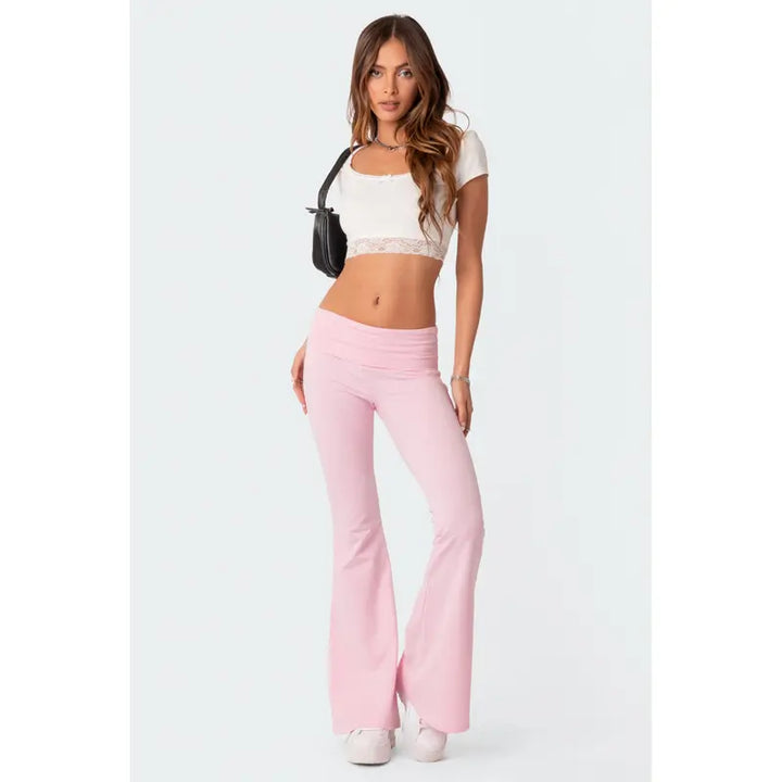 High Waist Slim Flared Pants