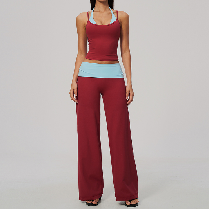 Contrast Color Activewear Two Piece