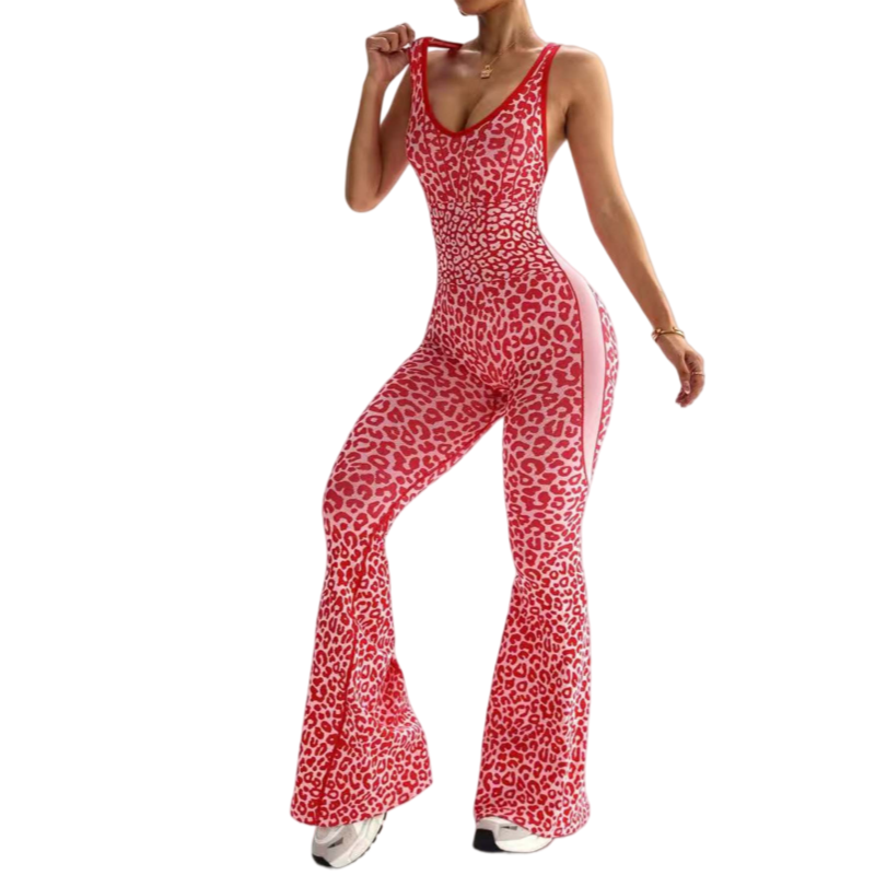 Leopard Halter Sport Jumpsuit