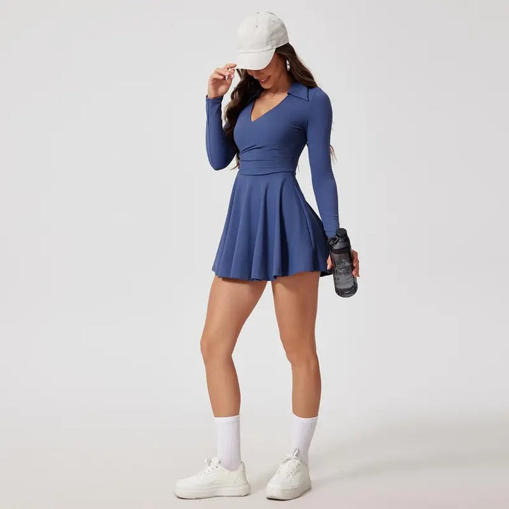 Long Sleeve Active Dress With Shorts