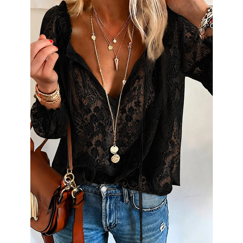 Lightweight Hollow Out Lace Blouse