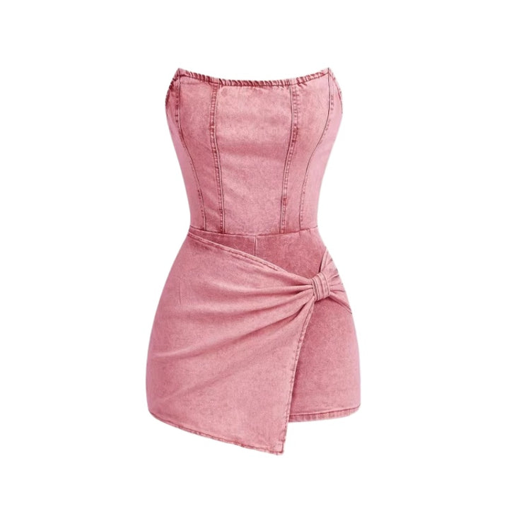 Strapless Denim Corset Romper Dress