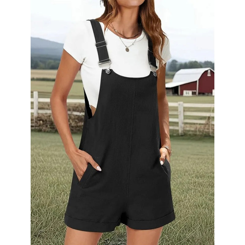 Linen Romper Shorts Women