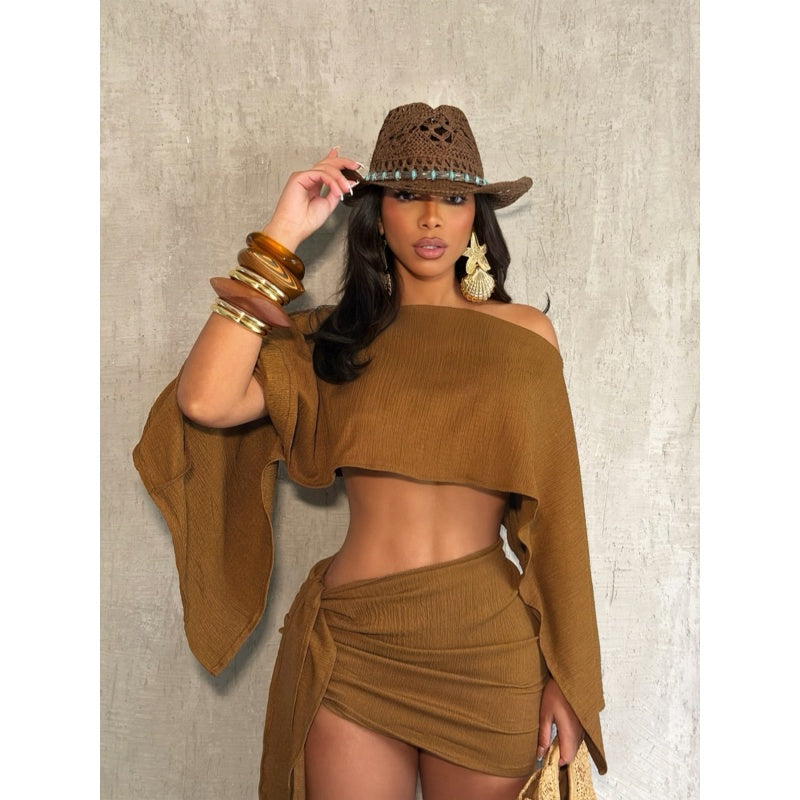 One Shoulder Resort Skirt Set