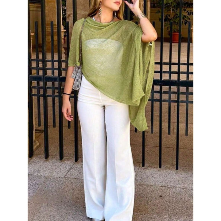 Open Knit Shawl Cover Up Top