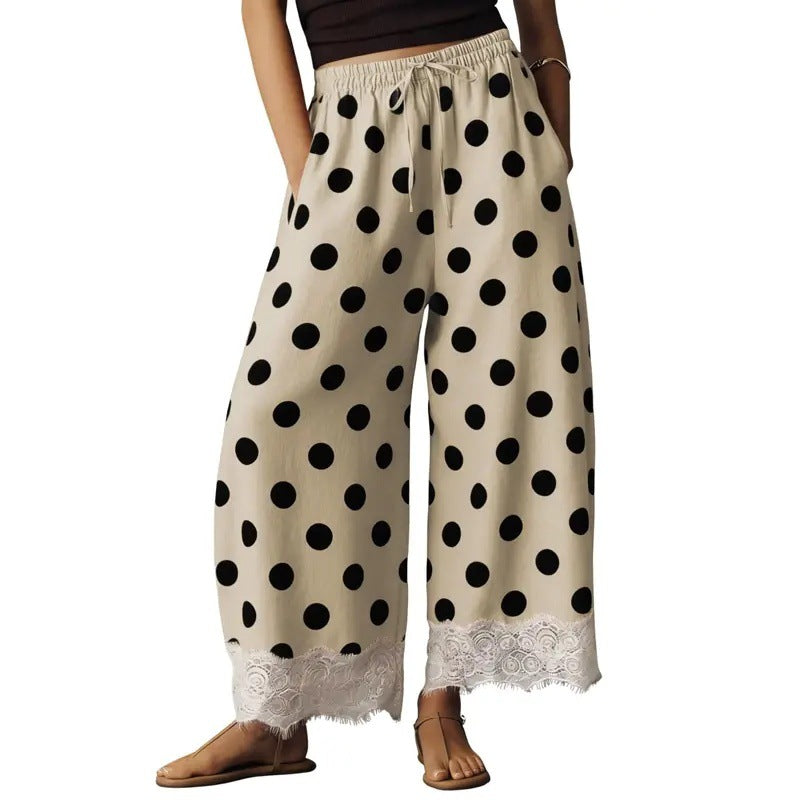 Polka Dot Lace Wide Leg Pants
