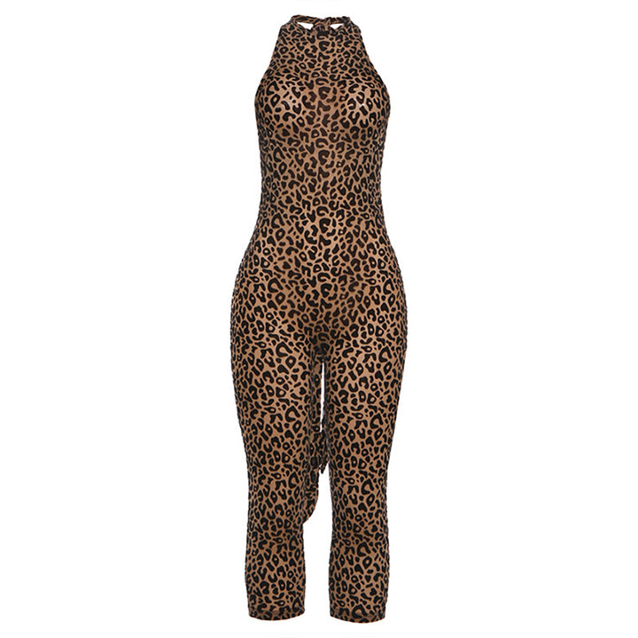 Leopard Print Backless Bodycon Jumpsuit