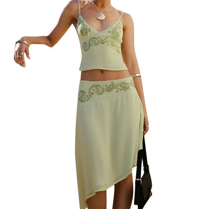 Lace Trim Two Piece Skirt Set