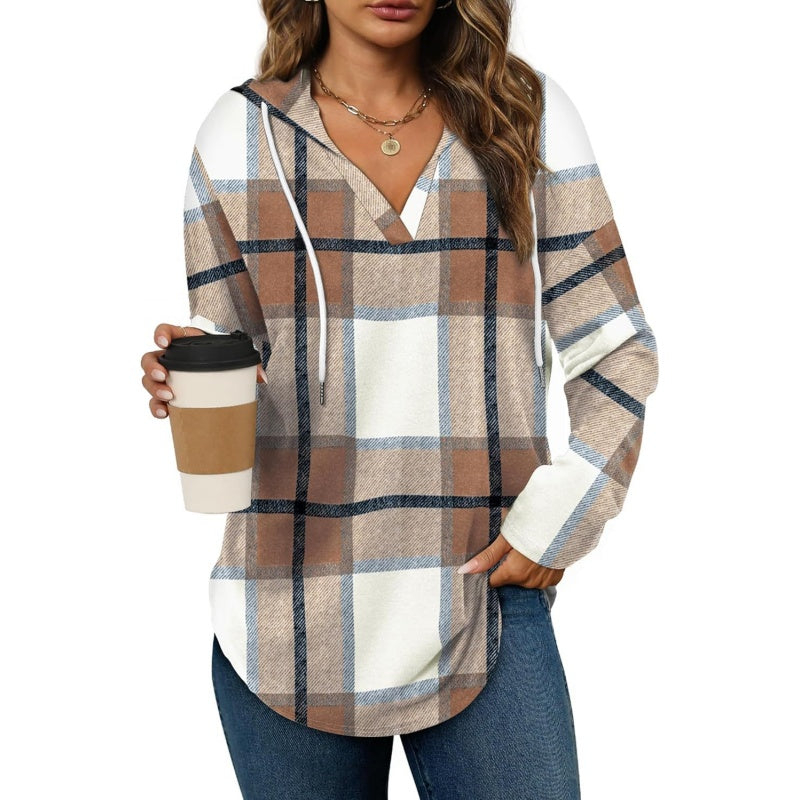 Plaid Oversized Hoodie Shirt