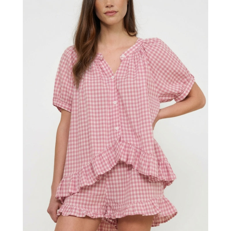 Gingham Lounge Shorts Set