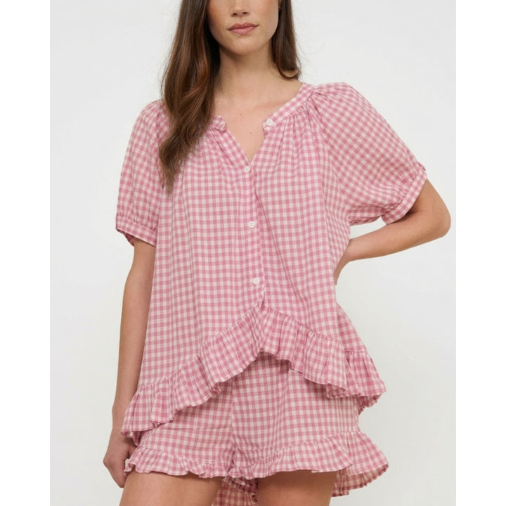 Gingham Lounge Shorts Set