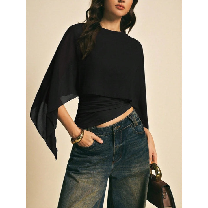 Elegant Cape Sleeve Chiffon Top