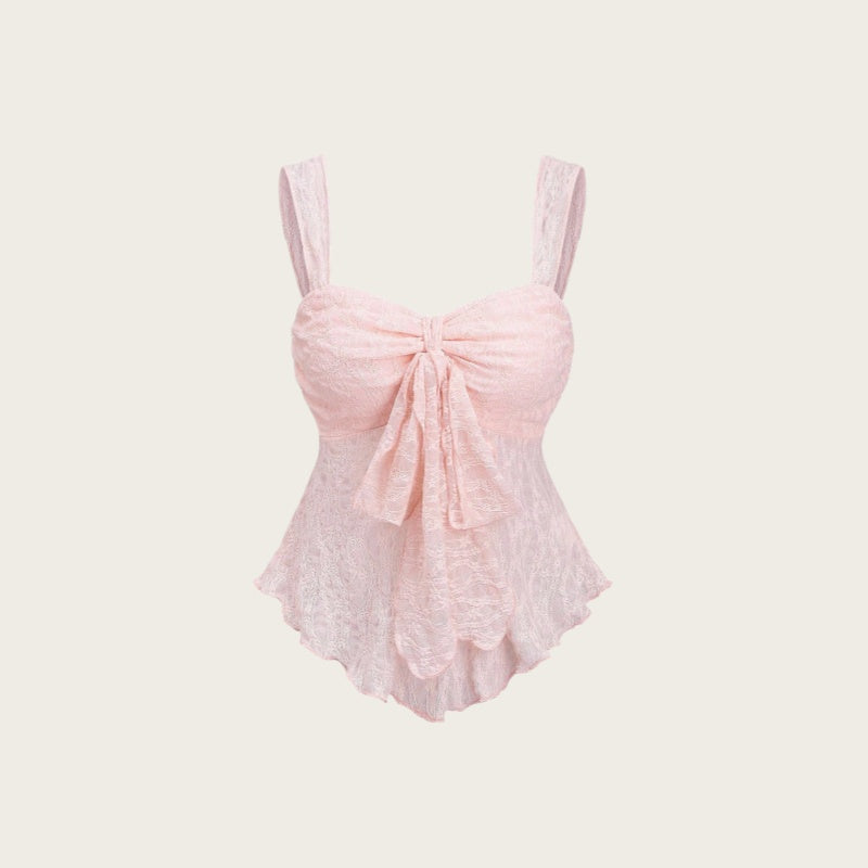 Lace Bow Jacquard Cami Top