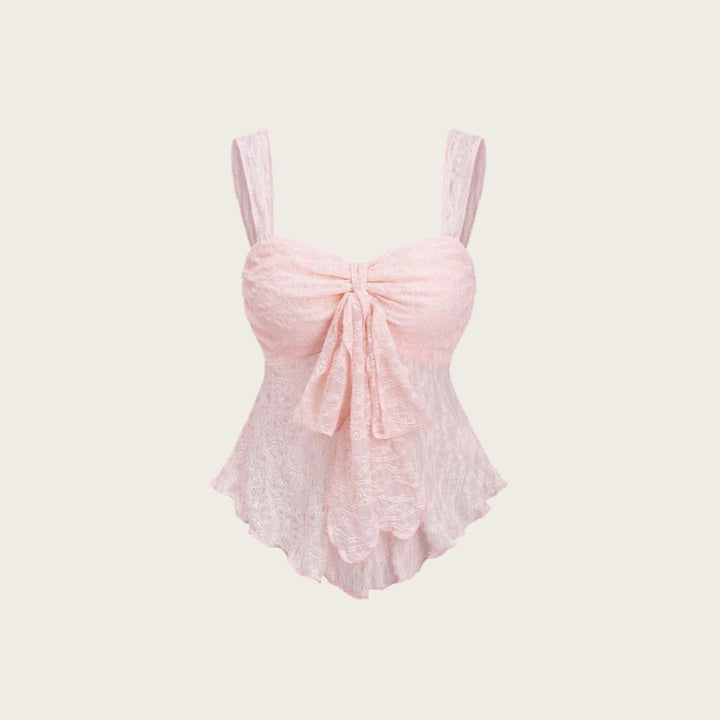 Lace Bow Jacquard Cami Top