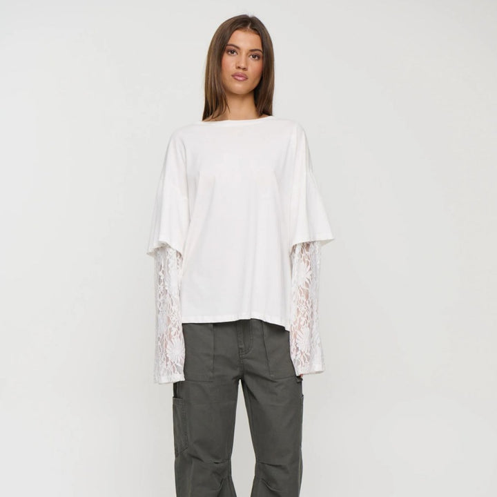 Lace Sleeve Loose Fit Top