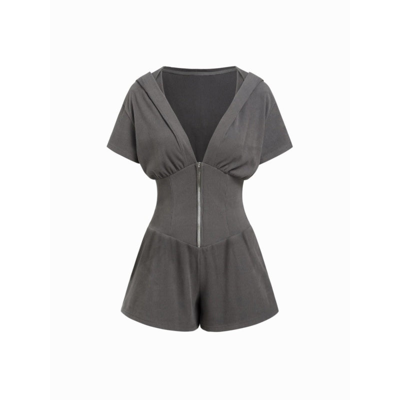 Zip Hooded Corset Romper