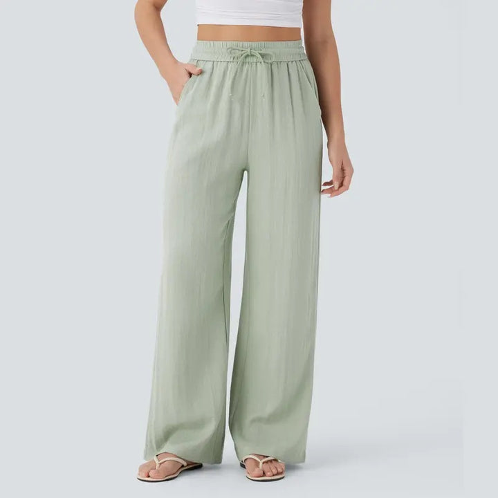 High Waist Drawstring Wide Leg Pants