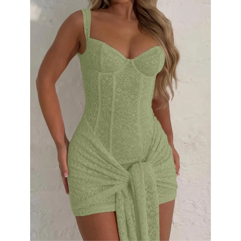 Lace V Neck Corset Bodycon Dress