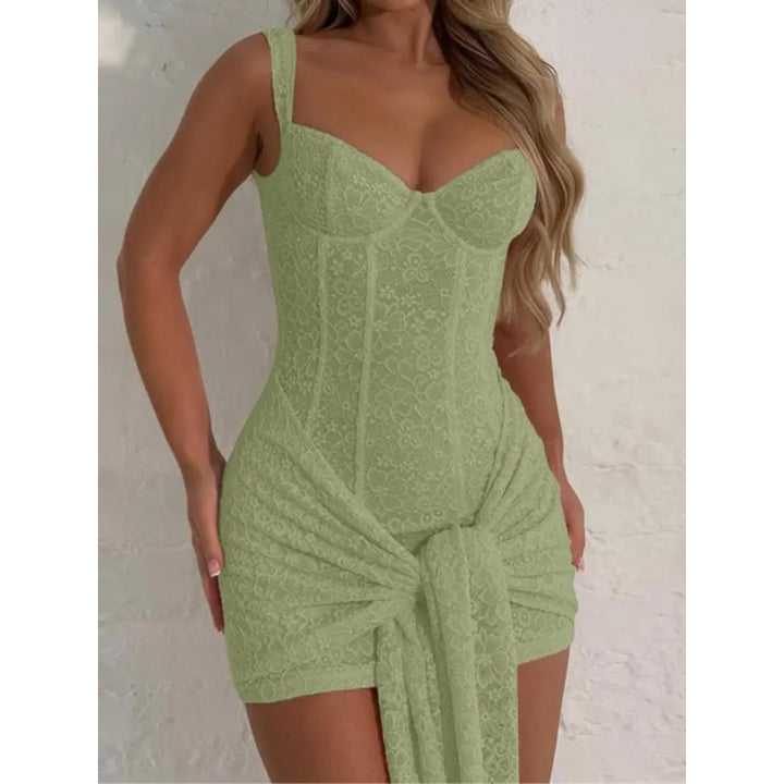 Lace V Neck Corset Bodycon Dress