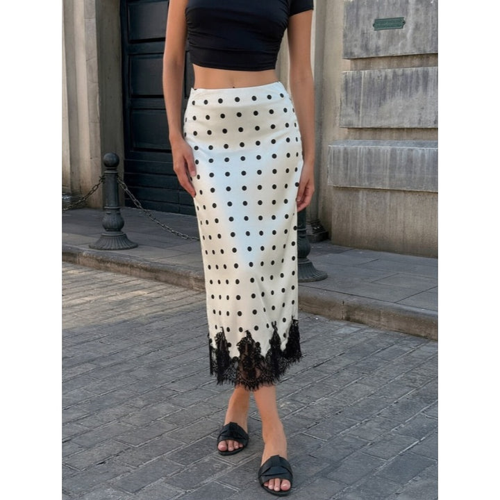 Polka Dot Lace Mermaid Midi Skirt
