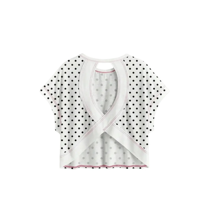 Polka Dot Open Back Crop Tee