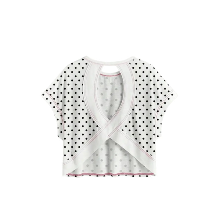 Polka Dot Open Back Crop Tee
