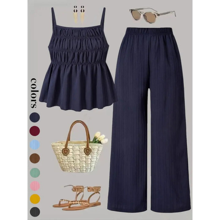 Textured Wide Leg Lounge Set