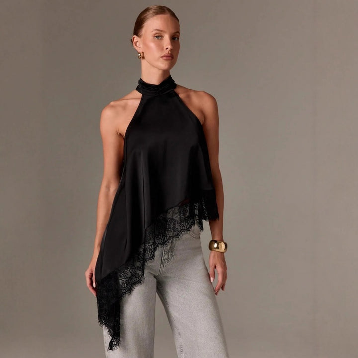 Lace Halter Satin Cami Top