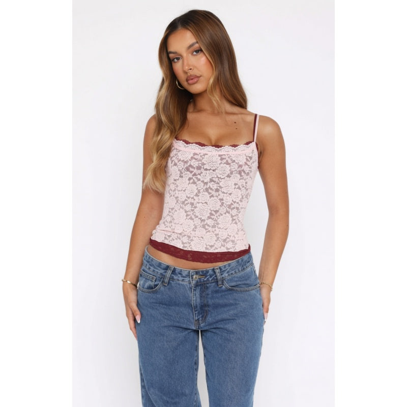 Two Tone Lace Cami Tank Top