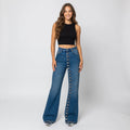Vintage Button Detail Straight Leg Jeans