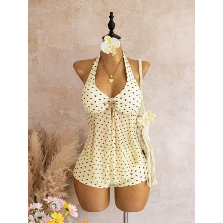 Polka Dot Halter Tankini Set