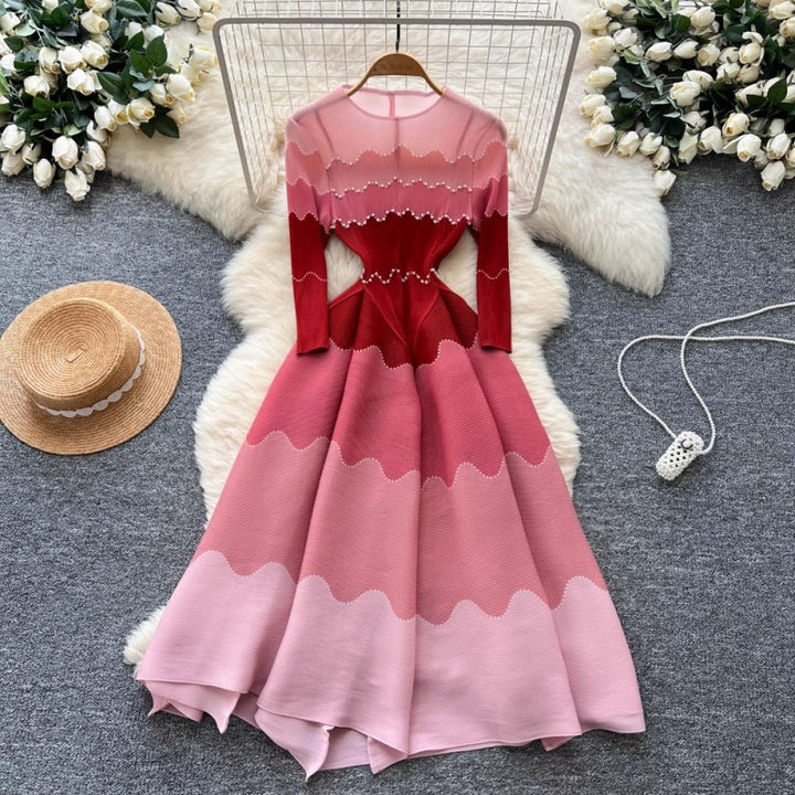 Pleated Ombre Bounce Midi Dress