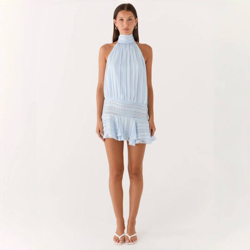 Sexy Halter Backless Tie Dress