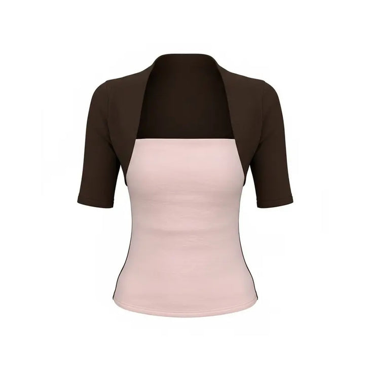 Contrast Layered Square Neck Tee