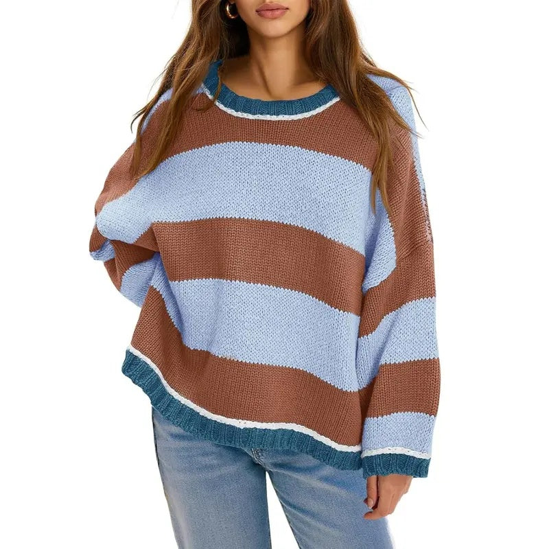 Striped Knit Oversized Sweater