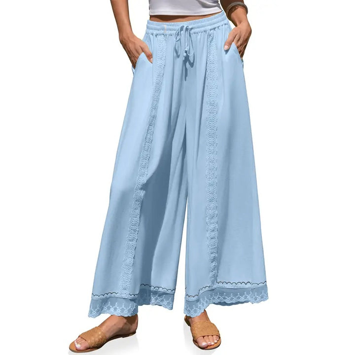 Lace Trim Wide Leg Pants