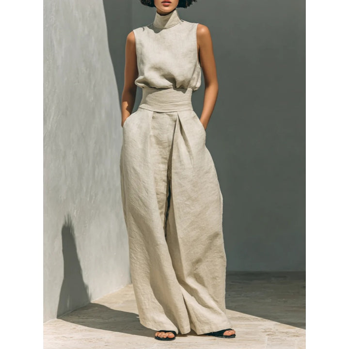 Linen Wide Leg Pants Set