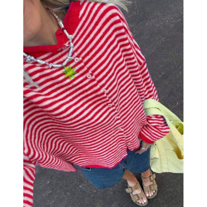 Striped Knit Cardigan Sweater