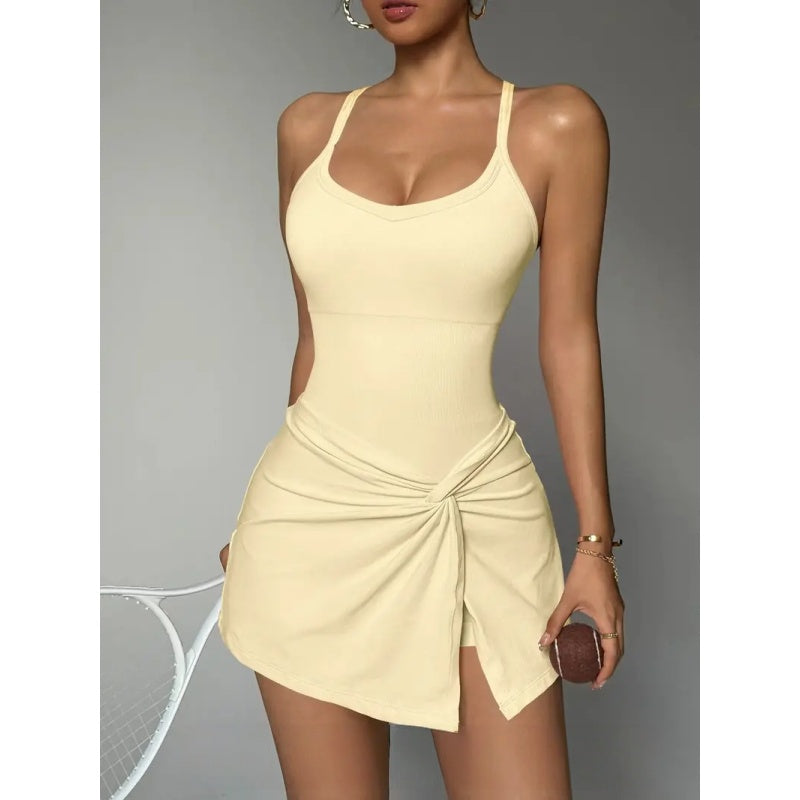 Twist Skirt Tennis Romper Dress
