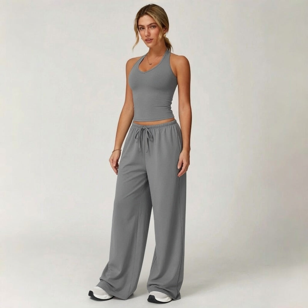 Strappy Back Wide Leg Athleisure Set