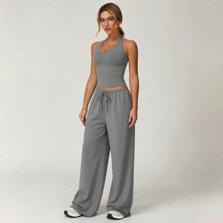 Strappy Back Wide Leg Athleisure Set