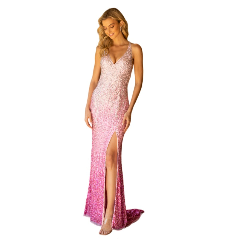 Sequin Spaghetti Strap Sexy Evening Dress