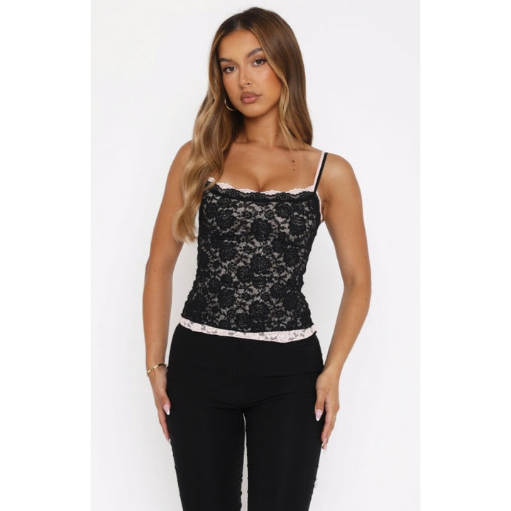 Two Tone Lace Cami Tank Top