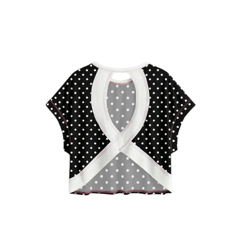 Polka Dot Open Back Crop Tee