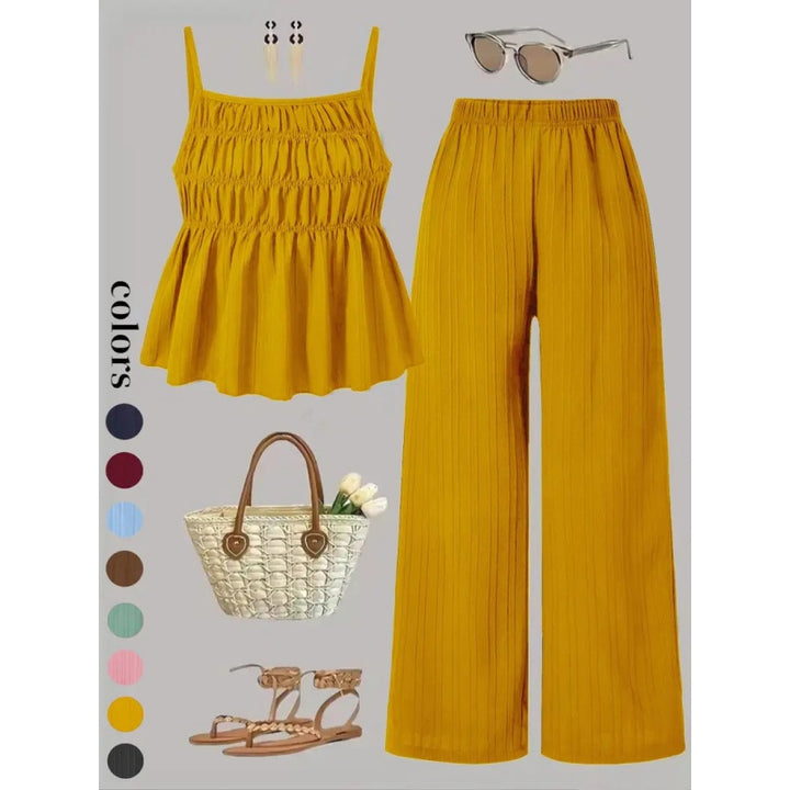 Textured Wide Leg Lounge Set