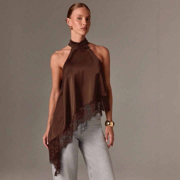 Lace Halter Satin Cami Top