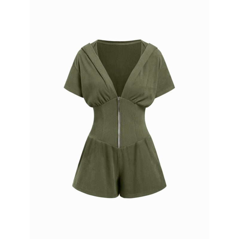 Zip Hooded Corset Romper