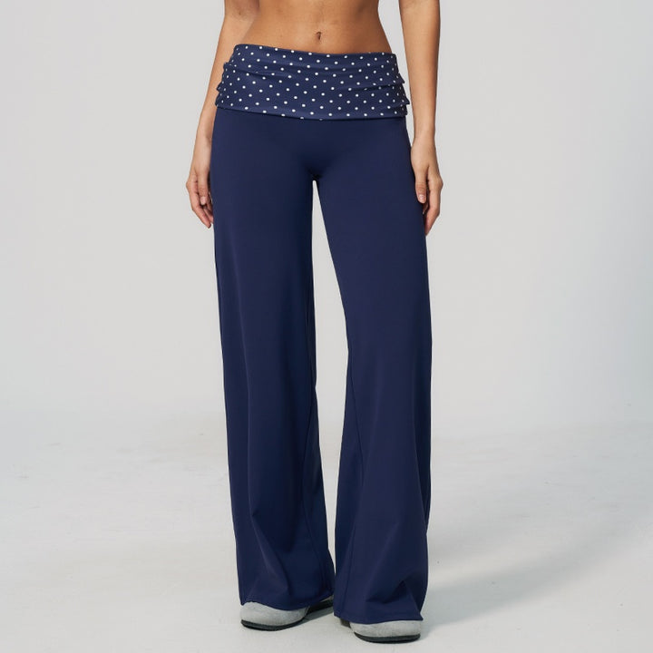 Retro Foldover Wide Leg Yoga Pants